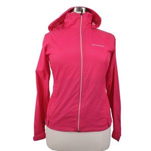 Columbia Women's M Lightweight Full Zip Hooded Nylon Windbreaker Jacked Pink